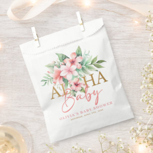 Tropical Pink Floral Aloha Baby Shower Favour Bags