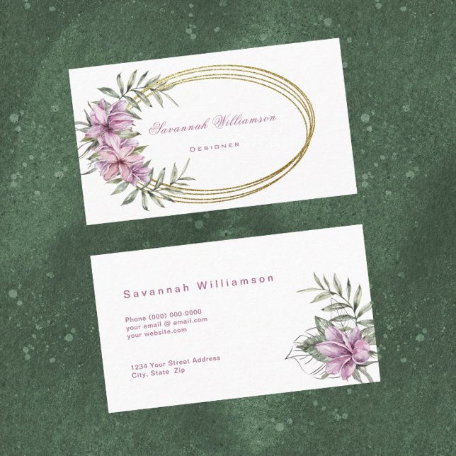 Tropical Pink Floral Customizable Business Card (Creator Uploaded)