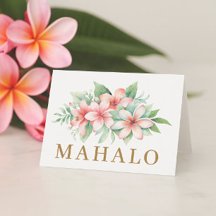 Tropical Pink Floral Mahalo Thank You Card