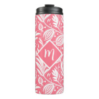 Tropical Pink Floral Pattern Diamond Monogram