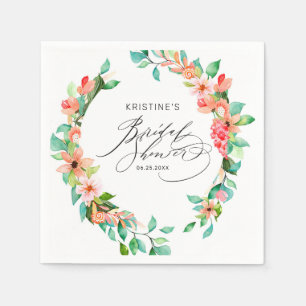 Tropical Pink Floral Watercolor Bridal Shower Napkin