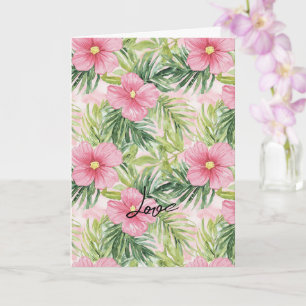 Tropical Pink Floral Wedding Card