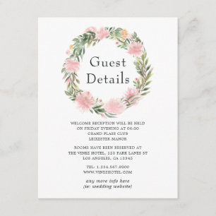 Tropical Pink Floral Wedding Guest Details Enclosure Card