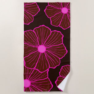 Tropical Pink Flower Beach Towel 