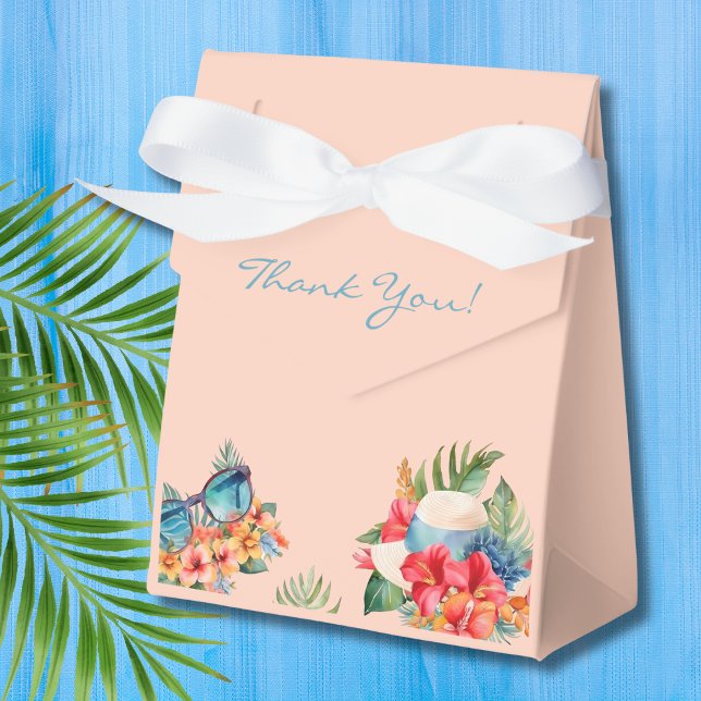 Tropical Pink Flowers Beach Bridal Shower Favour Box (Creator Uploaded)