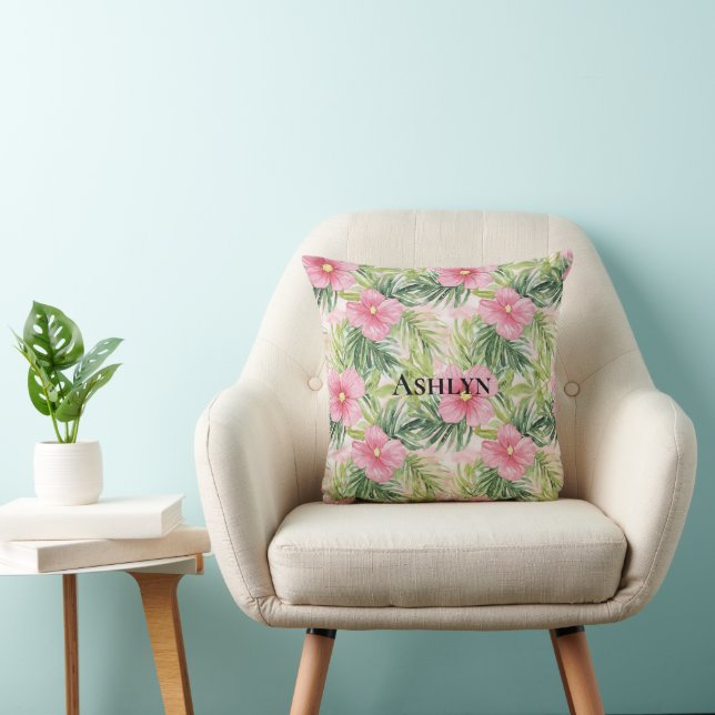 Tropical Pink Flowers Cushion (Chair)