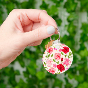 Tropical Pink Flowers Key Ring