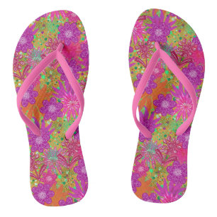 Tropical Pink Flowers Pattern Jandals