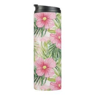 Tropical Pink Flowers Thermal Tumbler
