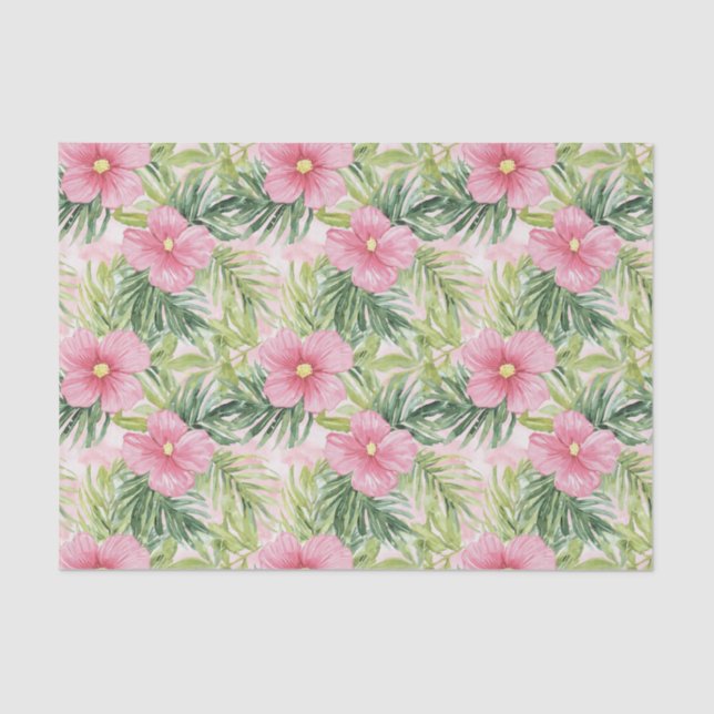 Tropical Pink Flowers  Tissue Paper (Front)