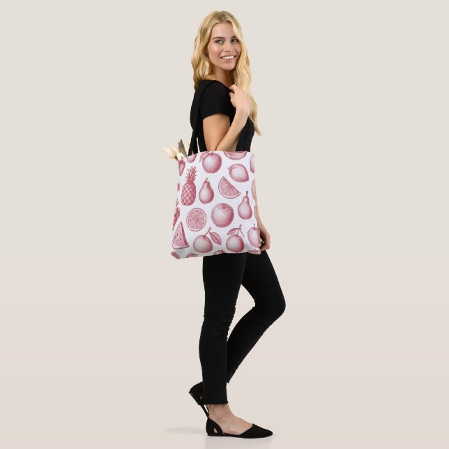 Tropical Pink Fruit Tote Bag (On Model)