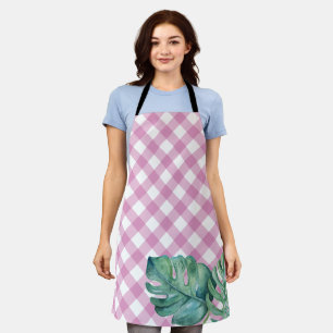 Tropical Pink Gingham Apron for Her