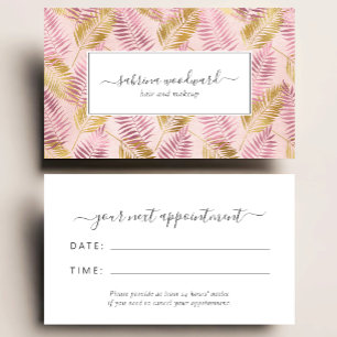 Tropical Pink Gold Blush Foliage Appointment Business Card
