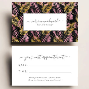 Tropical Pink Gold Dark Foliage Appointment Business Card