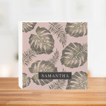 Tropical Pink & Gold Palm Leaves Pattern & Name  Wooden Box Sign<br><div class="desc">The Tropical Pink & Gold Palm Leaves pattern features a vibrant and exotic design inspired by tropical aesthetics. The colour scheme revolves around shades of pink and gold, creating a luxurious and stylish look. The pattern consists of palm leaves rendered in a variety of sizes and orientations, evoking a sense...</div>