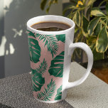 Tropical Pink & Green Palm Leaves Seamless Pattern Latte Mug<br><div class="desc">The Tropical Pink & Green Palm Leaves Seamless Pattern is a vibrant and lively design featuring an assortment of pink and green palm leaves arranged in a repeating pattern. The pattern has a seamless layout, meaning that the edges of the design blend together seamlessly to create a continuous and uninterrupted...</div>
