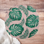 Tropical Pink & Green Palm Leaves Seamless Pattern Round Cushion<br><div class="desc">The Tropical Pink & Green Palm Leaves Seamless Pattern is a vibrant and lively design featuring an assortment of pink and green palm leaves arranged in a repeating pattern. The pattern has a seamless layout, meaning that the edges of the design blend together seamlessly to create a continuous and uninterrupted...</div>
