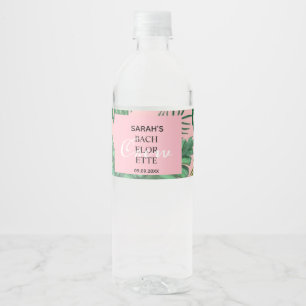 Tropical Pink Greenery Bachelorette Party Favour Water Bottle Label