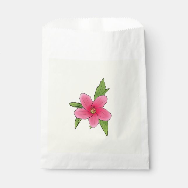 Tropical Pink Hibiscus Birthday Party Favour Bags (Front)