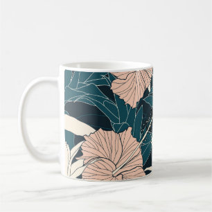 Tropical pink hibiscus, dark background coffee mug