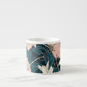 Tropical pink hibiscus, dark background espresso cup