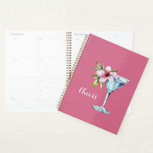 Tropical Pink Hibiscus Flower Drink Planner