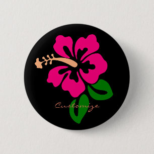 Tropical Pink Hibiscus Flower Thunder_Cove 6 Cm Round Badge