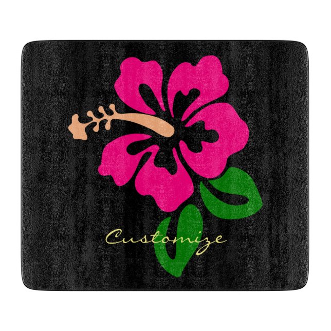 Tropical Pink Hibiscus Flower Thunder_Cove Cutting Board (Front)