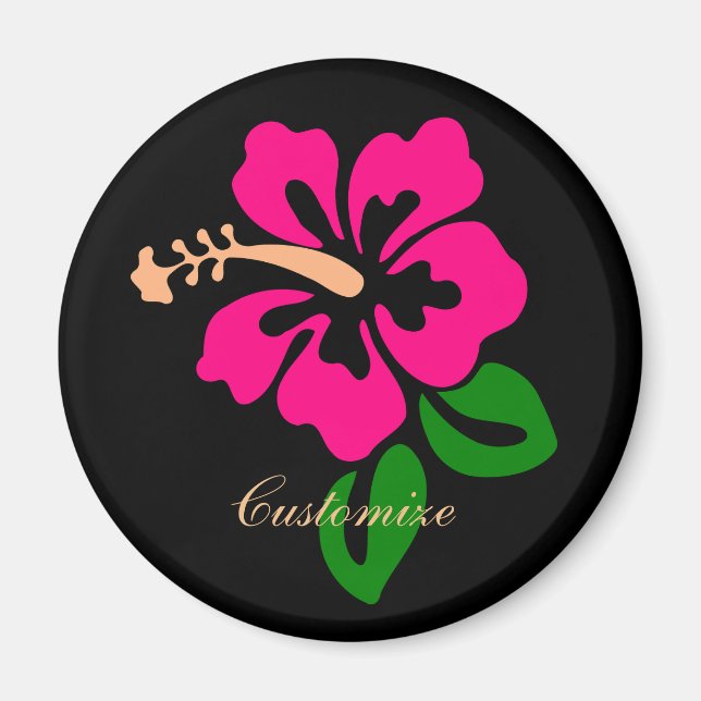 Tropical Pink Hibiscus Flower Thunder_Cove Magnet (Front)