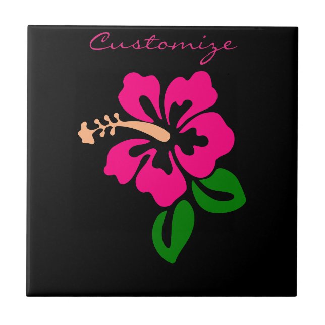 Tropical Pink Hibiscus Flower Thunder_Cove Tile (Front)
