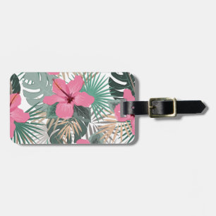 Tropical Pink Hibiscus Luggage Tag