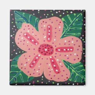 Tropical Pink Hibiscus Magnet