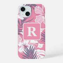 Tropical pink hibiscus personalised Monogram