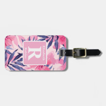 Tropical pink hibiscus personalised Monogram