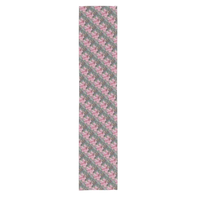 TROPICAL PINK HIBISCUS SHORT TABLE RUNNER (Front)