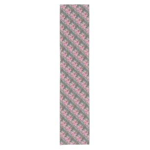 TROPICAL PINK HIBISCUS SHORT TABLE RUNNER
