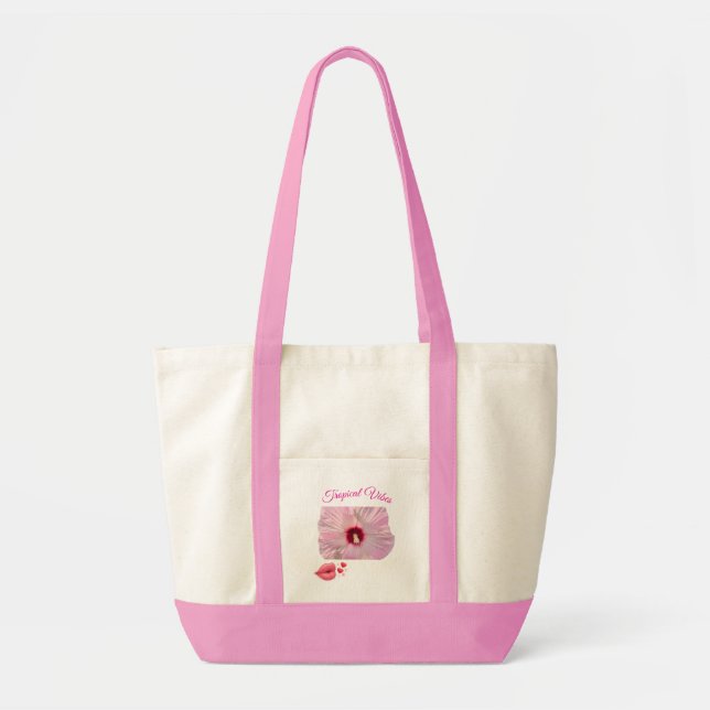Tropical Pink Hibiscus Tote Bag (Front)