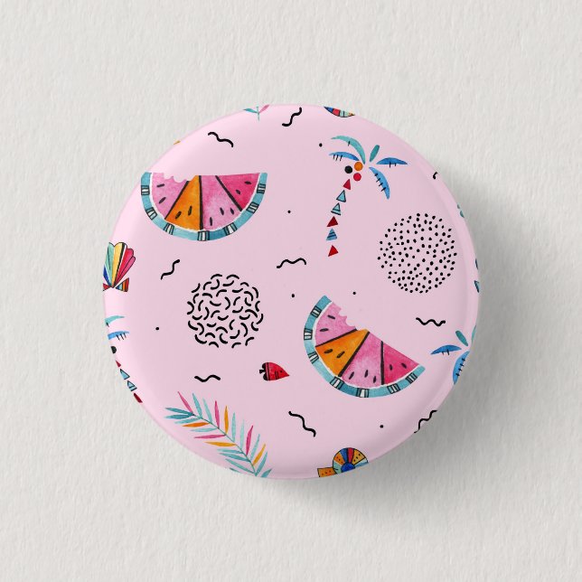 Tropical Pink Memphis Style Pattern 3 Cm Round Badge (Front)
