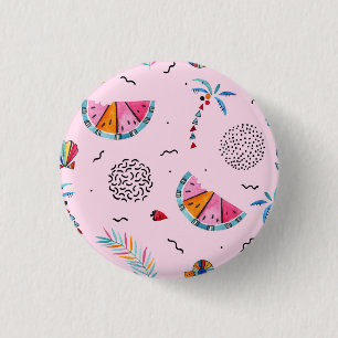 Tropical Pink Memphis Style Pattern 3 Cm Round Badge
