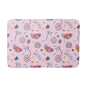 Tropical Pink Memphis Style Pattern Bath Mat