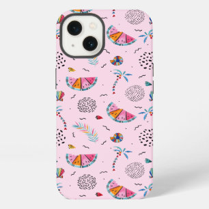 Tropical Pink Memphis Style Pattern iPhone 13 Case
