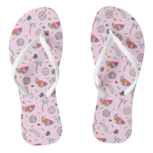 Tropical Pink Memphis Style Pattern Jandals