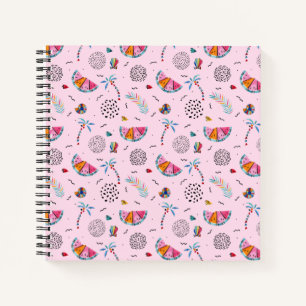 Tropical Pink Memphis Style Pattern Notebook