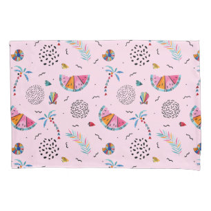 Tropical Pink Memphis Style Pattern Pillowcase