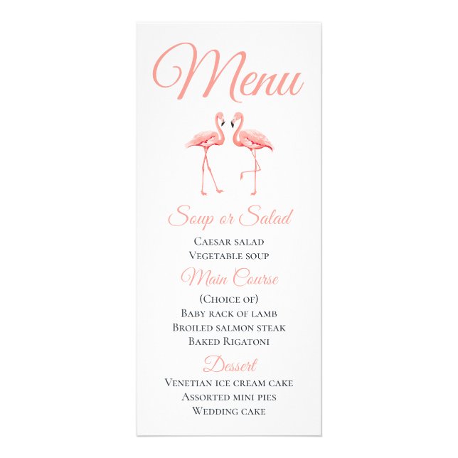 Tropical Pink Menu Flamingo Beach Summer Wedding (Front)