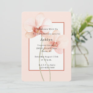 Tropical Pink Orchid Flowers Birthday   Invitation
