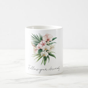 Tropical Pink Orchid Flowers Coffee Mug