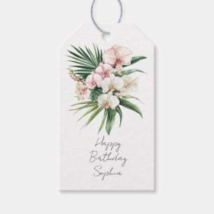 Tropical Pink Orchid Flowers Gift Tags