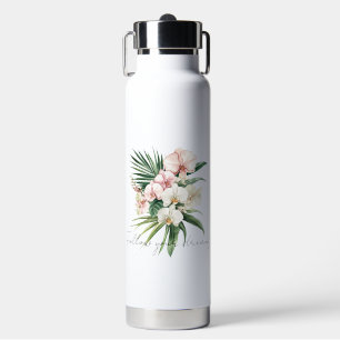 Tropical Pink Orchid Flowers Water Bottle