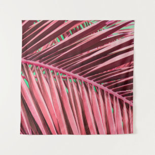 Tropical Pink Palm Leaves Background Tapestry